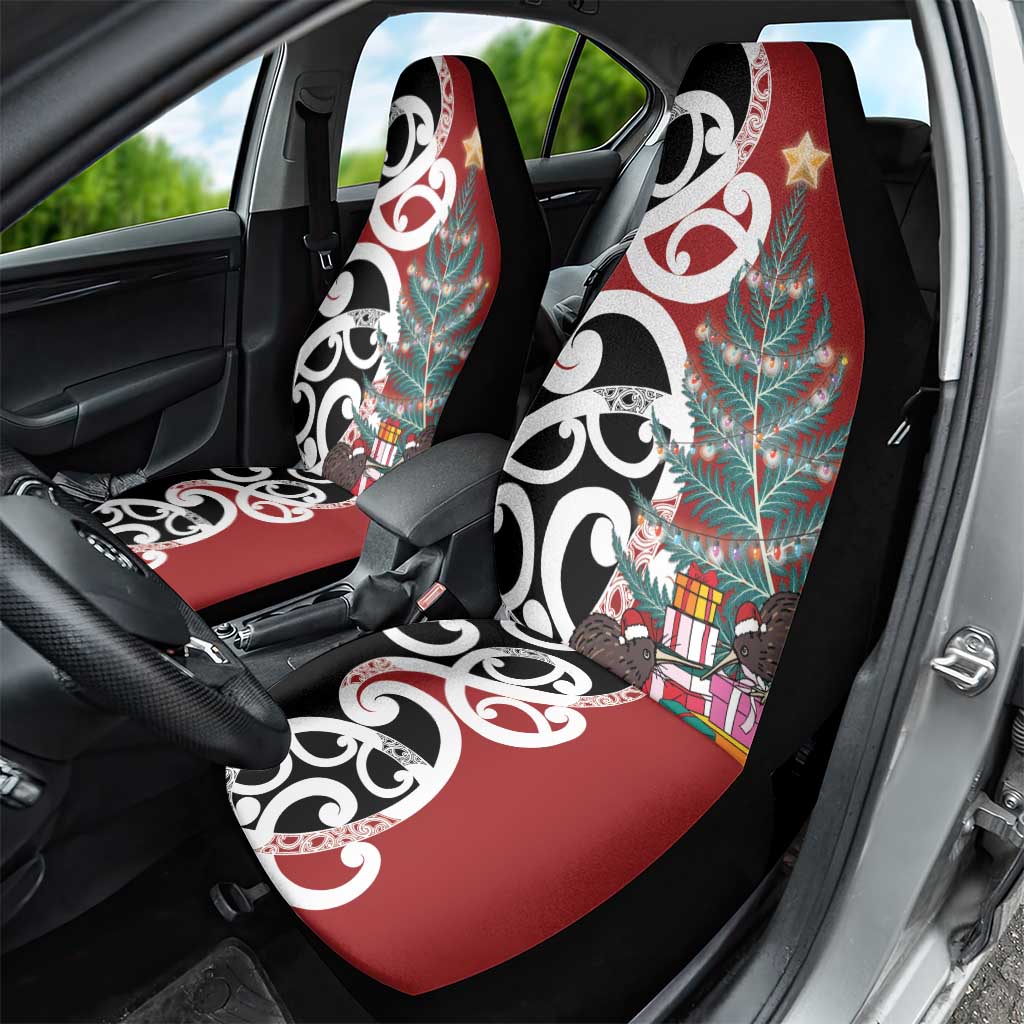 New Zealand Silver Fern Christmas Tree Car Seat Cover Meri Kirihimete - Aussie Hoodie