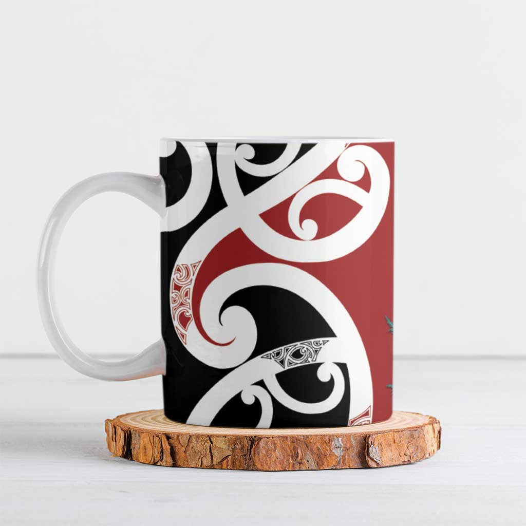 New Zealand Silver Fern Christmas Tree Ceramic Mug Meri Kirihimete - Aussie Hoodie