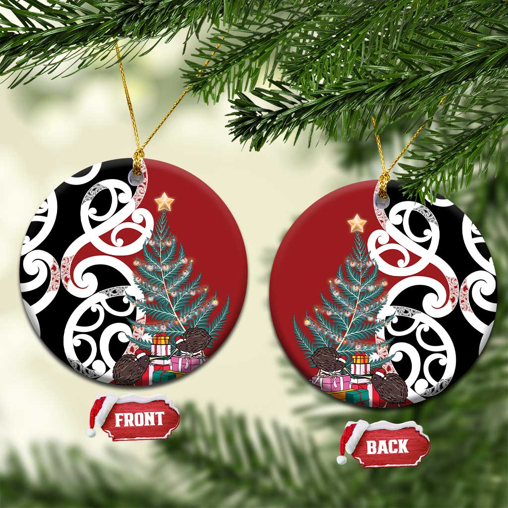 New Zealand Silver Fern Christmas Tree Ceramic Ornament Meri Kirihimete - Aussie Hoodie