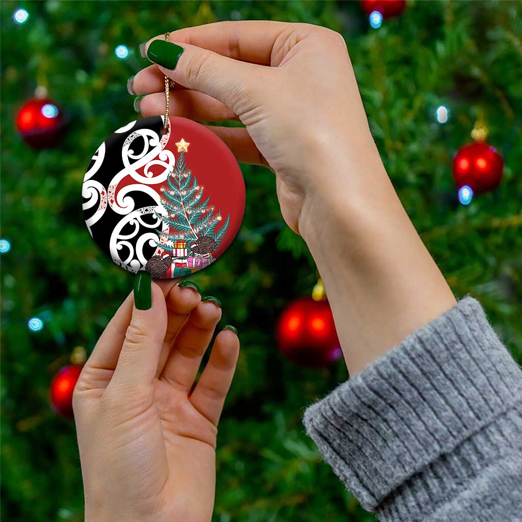 New Zealand Silver Fern Christmas Tree Ceramic Ornament Meri Kirihimete - Aussie Hoodie