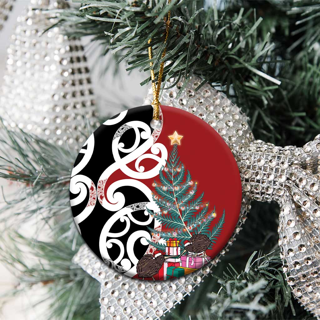 New Zealand Silver Fern Christmas Tree Ceramic Ornament Meri Kirihimete - Aussie Hoodie