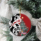 New Zealand Silver Fern Christmas Tree Ceramic Ornament Meri Kirihimete - Aussie Hoodie