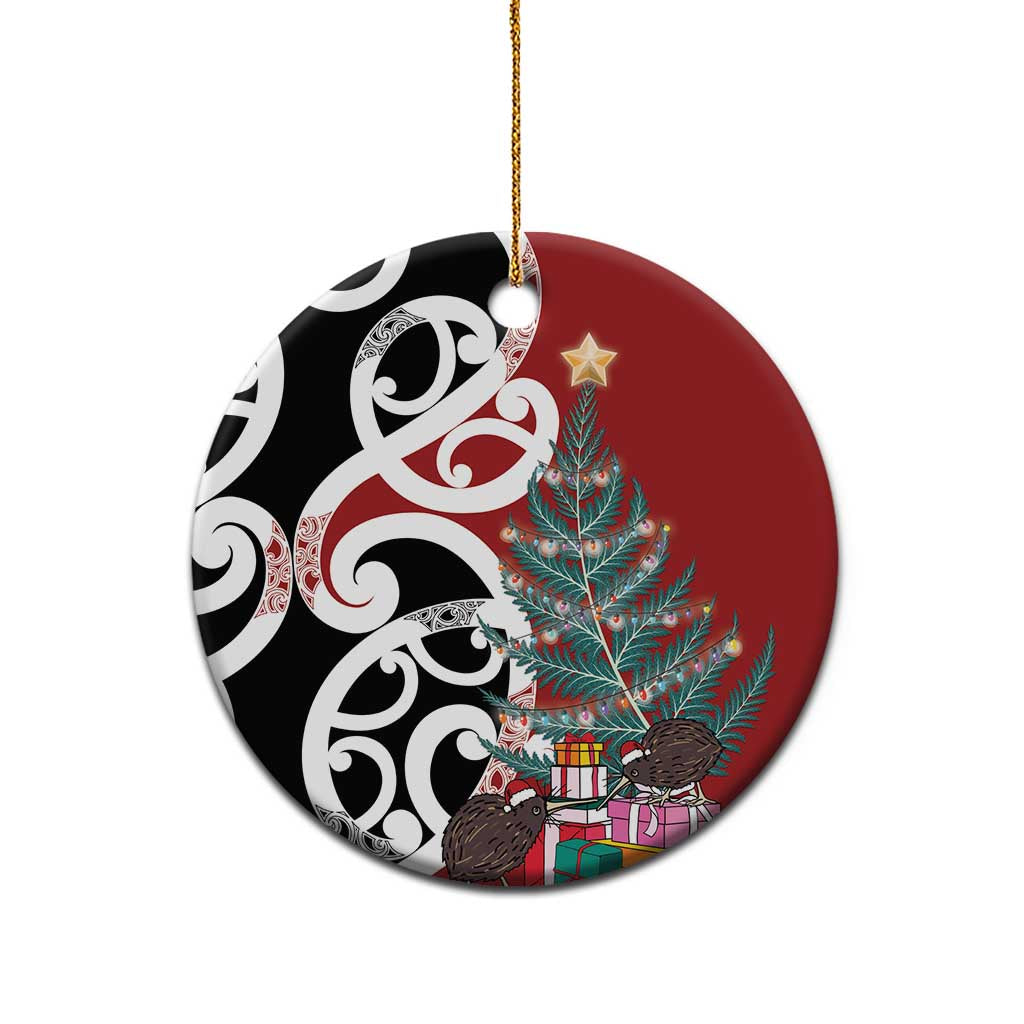 New Zealand Silver Fern Christmas Tree Ceramic Ornament Meri Kirihimete - Aussie Hoodie