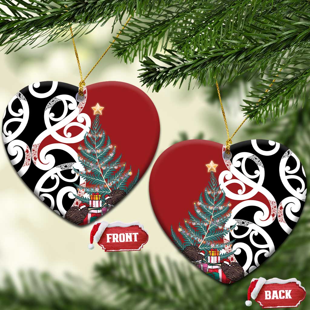 New Zealand Silver Fern Christmas Tree Ceramic Ornament Meri Kirihimete - Aussie Hoodie