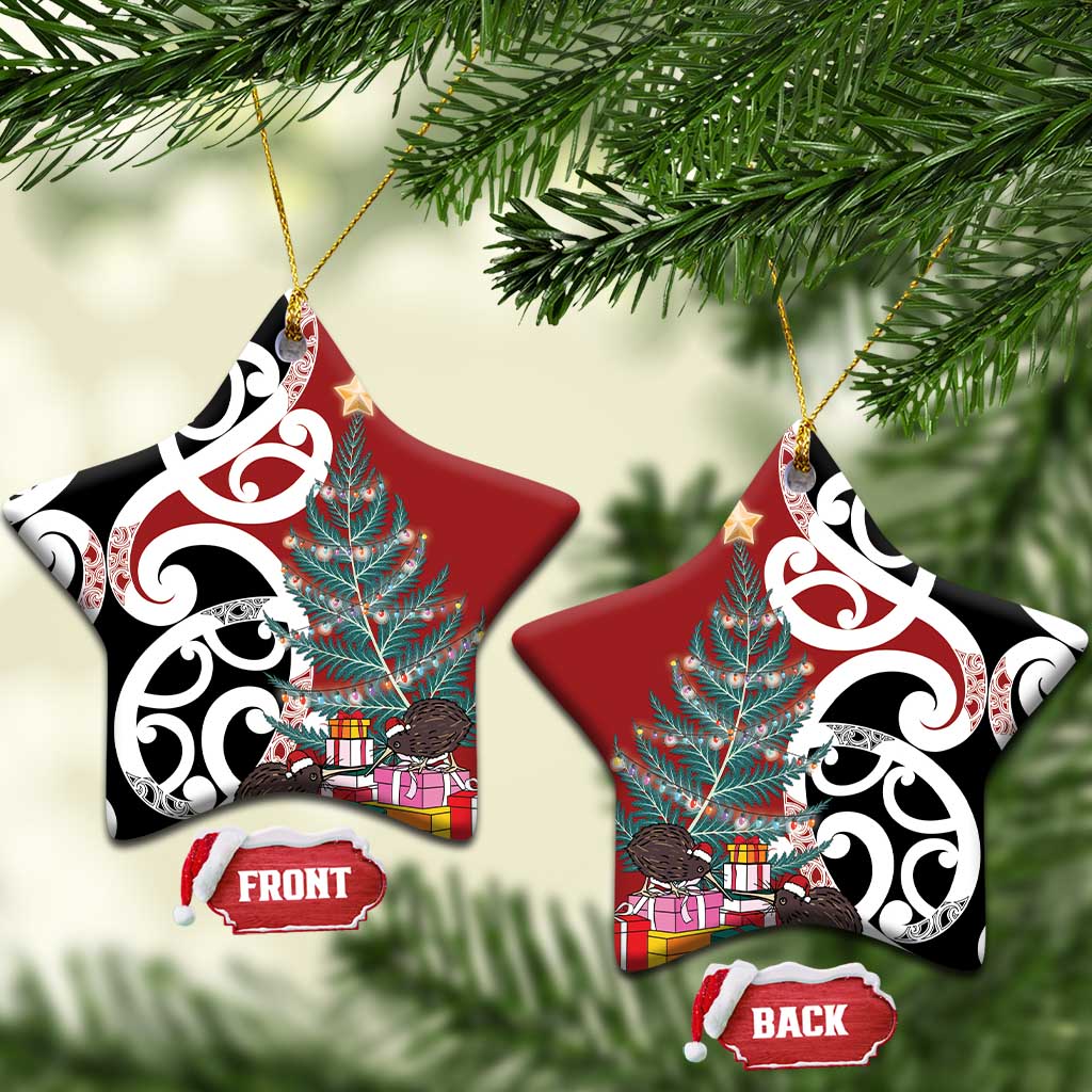 New Zealand Silver Fern Christmas Tree Ceramic Ornament Meri Kirihimete - Aussie Hoodie