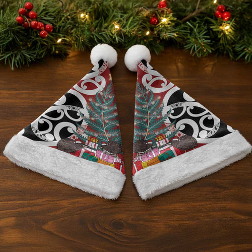 New Zealand Silver Fern Christmas Tree Christmas Santa Hat Meri Kirihimete - Aussie Hoodie