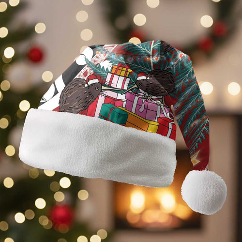 New Zealand Silver Fern Christmas Tree Christmas Santa Hat Meri Kirihimete - Aussie Hoodie