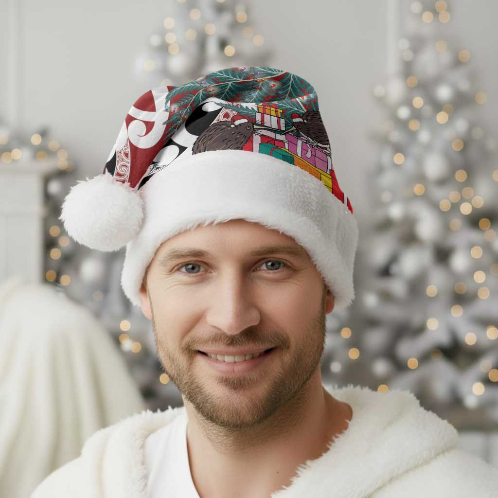 New Zealand Silver Fern Christmas Tree Christmas Santa Hat Meri Kirihimete - Aussie Hoodie