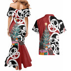 New Zealand Silver Fern Christmas Tree Couples Matching Mermaid Dress and Hawaiian Shirt Meri Kirihimete - Aussie Hoodie