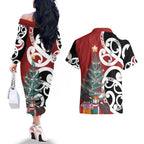 New Zealand Silver Fern Christmas Tree Couples Matching Off The Shoulder Long Sleeve Dress and Hawaiian Shirt Meri Kirihimete - Aussie Hoodie