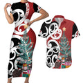 New Zealand Silver Fern Christmas Tree Couples Matching Short Sleeve Bodycon Dress and Hawaiian Shirt Meri Kirihimete - Aussie Hoodie