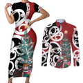 New Zealand Silver Fern Christmas Tree Couples Matching Short Sleeve Bodycon Dress and Long Sleeve Button Shirt Meri Kirihimete - Aussie Hoodie