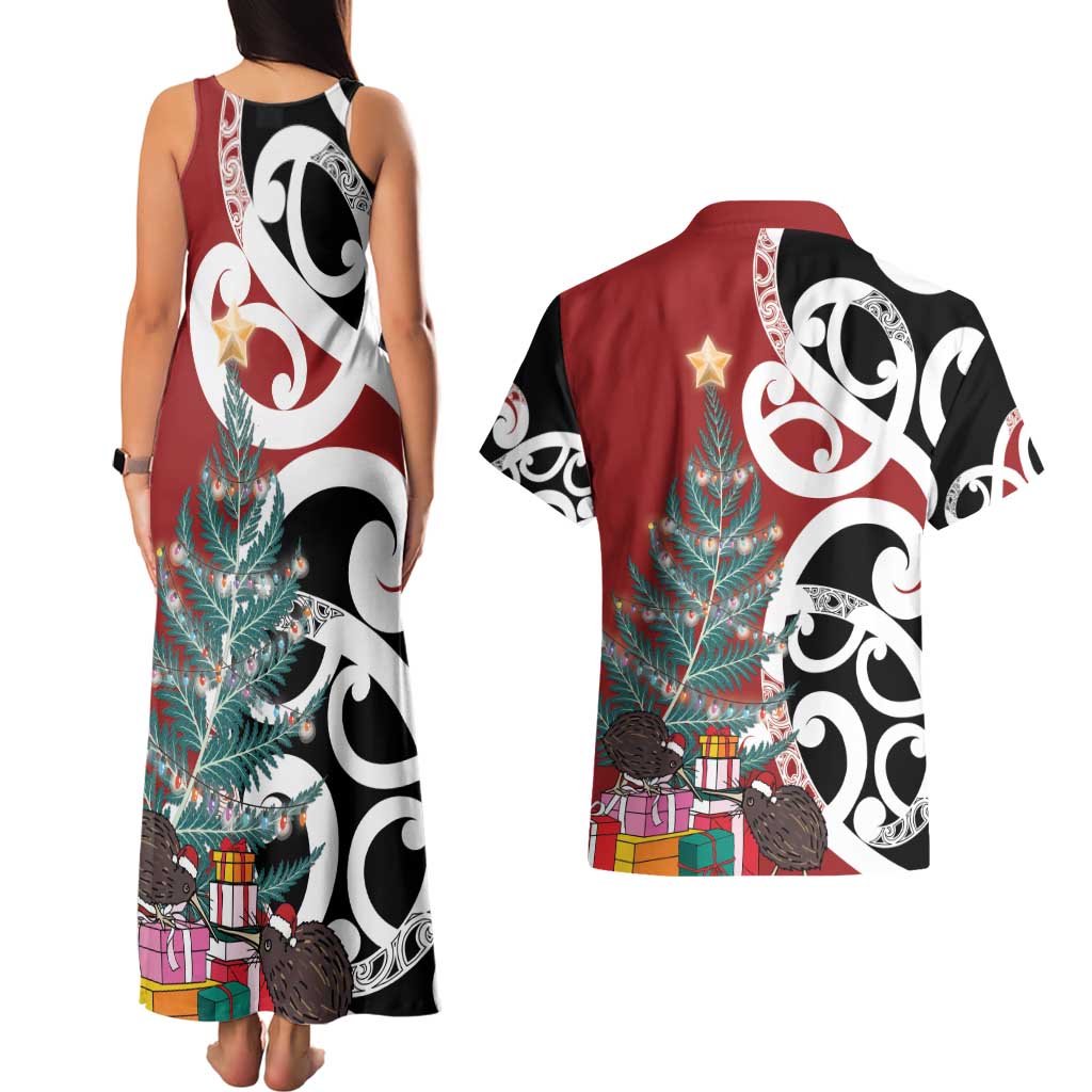 New Zealand Silver Fern Christmas Tree Couples Matching Tank Maxi Dress and Hawaiian Shirt Meri Kirihimete - Aussie Hoodie