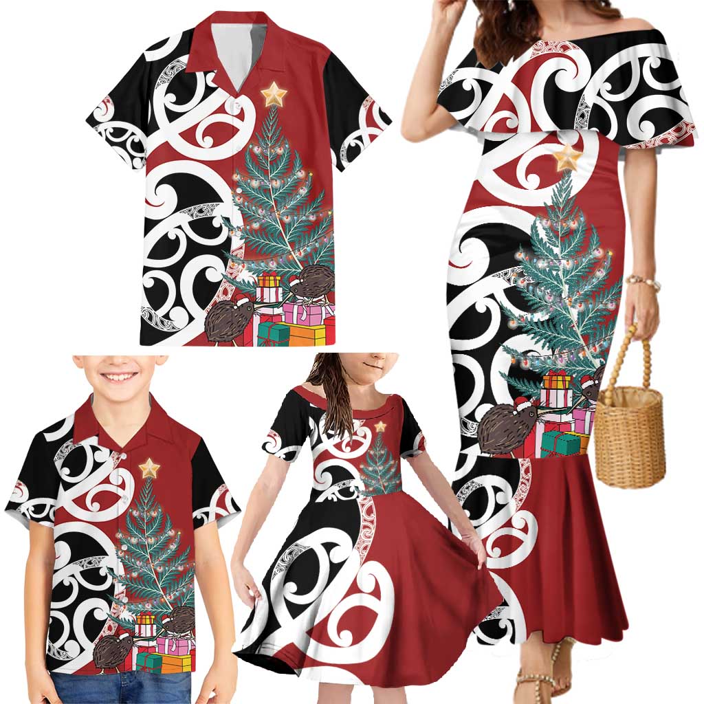 New Zealand Silver Fern Christmas Tree Family Matching Mermaid Dress and Hawaiian Shirt Meri Kirihimete - Aussie Hoodie