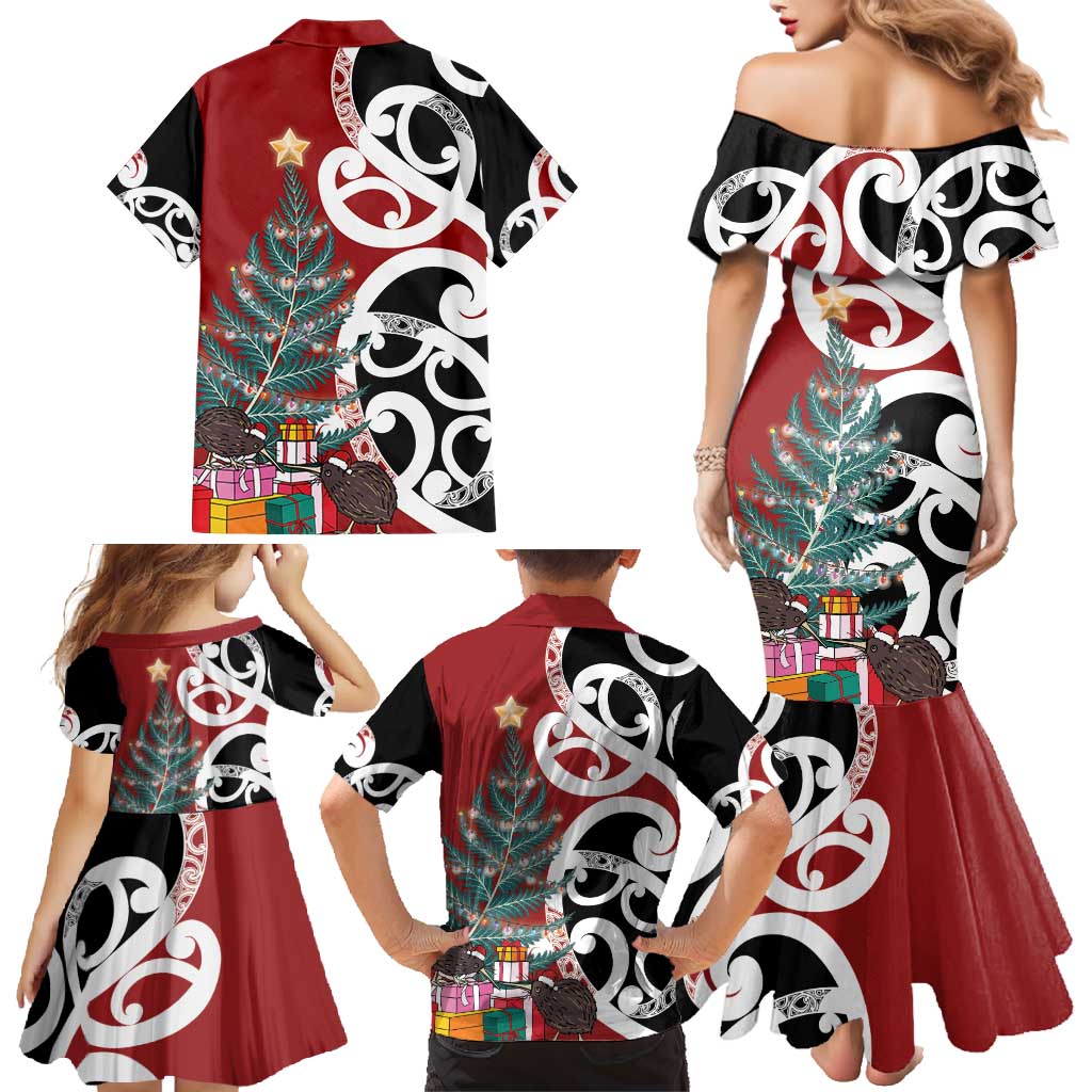 New Zealand Silver Fern Christmas Tree Family Matching Mermaid Dress and Hawaiian Shirt Meri Kirihimete - Aussie Hoodie