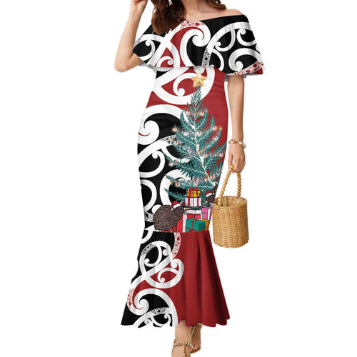 New Zealand Silver Fern Christmas Tree Family Matching Mermaid Dress and Hawaiian Shirt Meri Kirihimete - Aussie Hoodie
