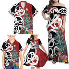 New Zealand Silver Fern Christmas Tree Family Matching Off Shoulder Maxi Dress and Hawaiian Shirt Meri Kirihimete - Aussie Hoodie