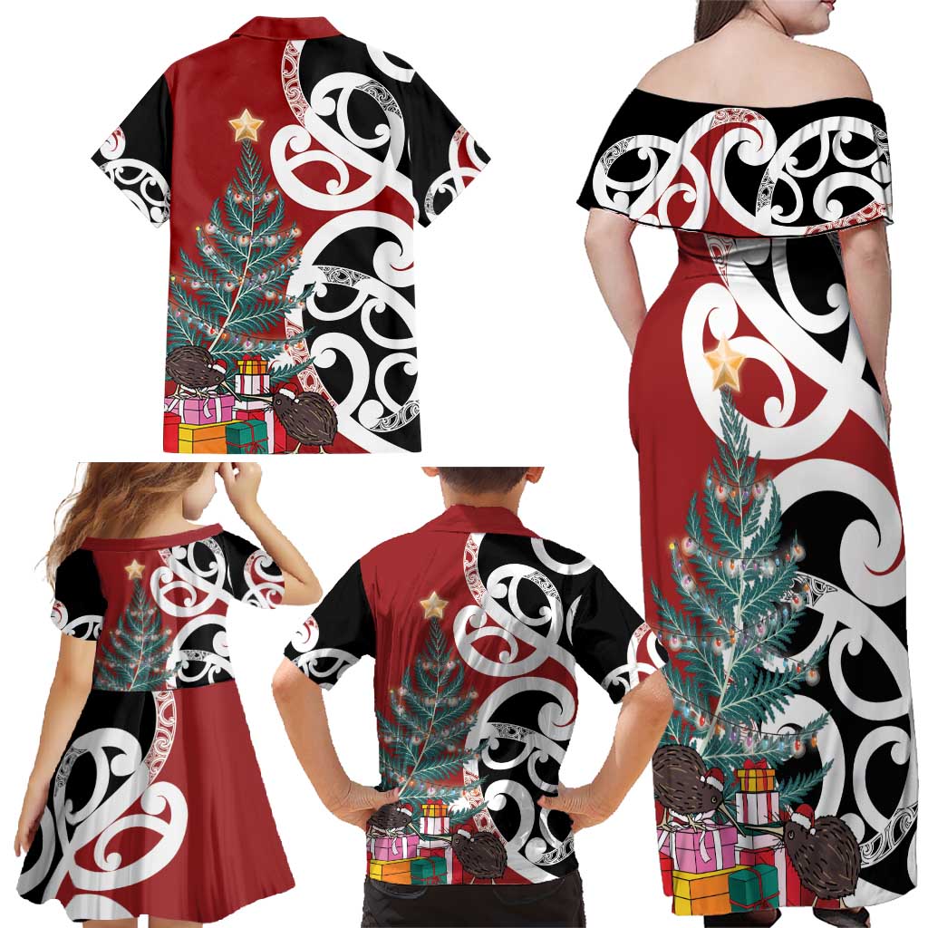 New Zealand Silver Fern Christmas Tree Family Matching Off Shoulder Maxi Dress and Hawaiian Shirt Meri Kirihimete - Aussie Hoodie