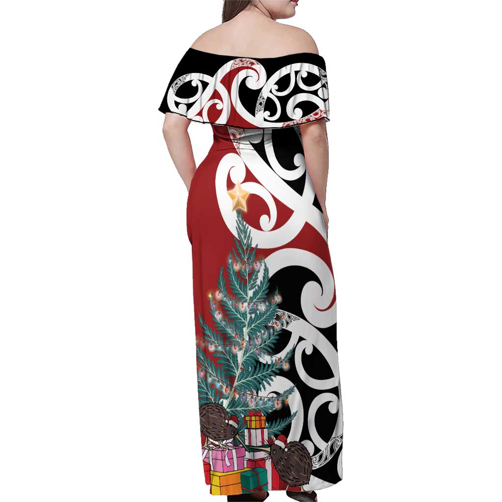 New Zealand Silver Fern Christmas Tree Family Matching Off Shoulder Maxi Dress and Hawaiian Shirt Meri Kirihimete - Aussie Hoodie