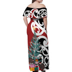 New Zealand Silver Fern Christmas Tree Family Matching Off Shoulder Maxi Dress and Hawaiian Shirt Meri Kirihimete - Aussie Hoodie