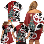 New Zealand Silver Fern Christmas Tree Family Matching Off Shoulder Short Dress and Hawaiian Shirt Meri Kirihimete - Aussie Hoodie