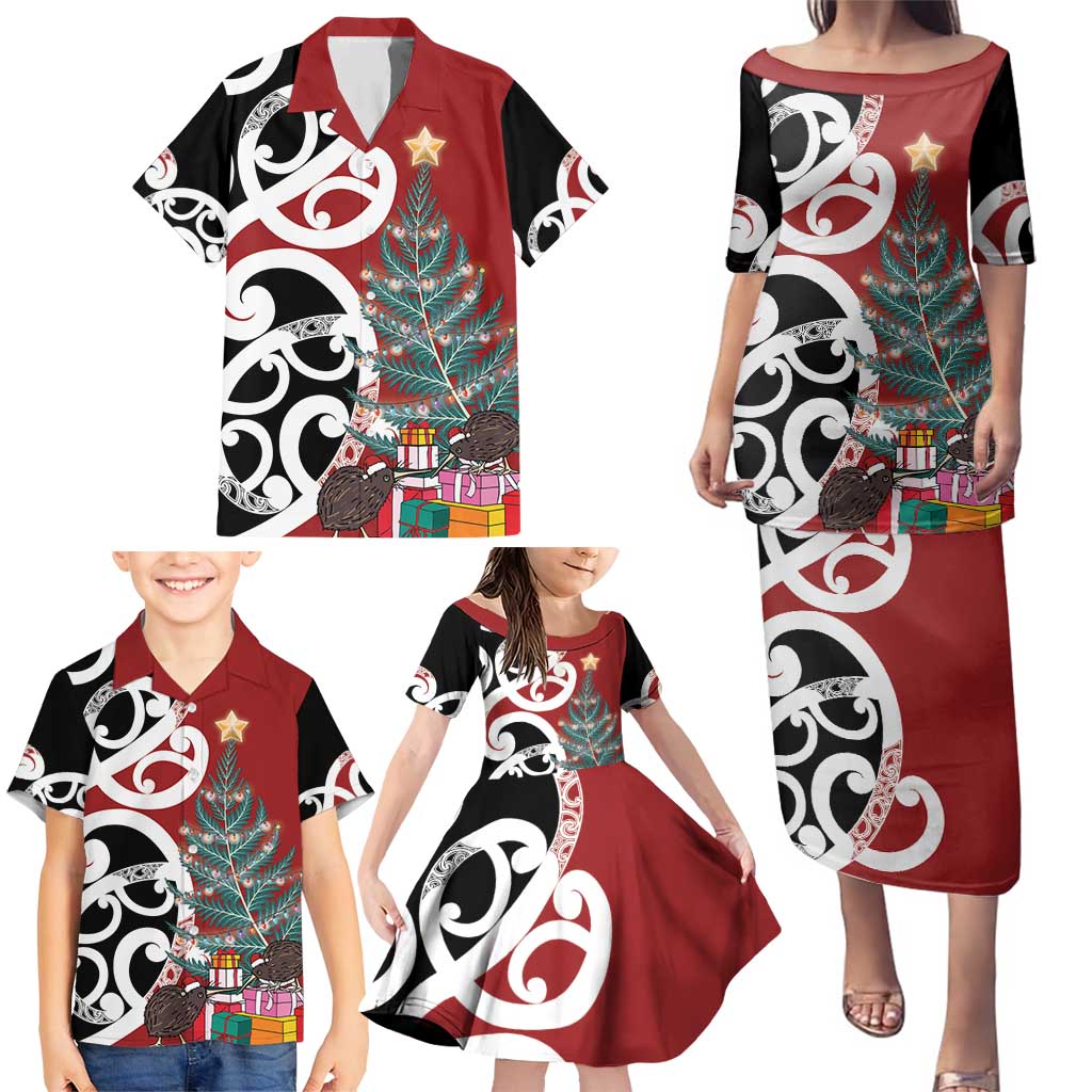 New Zealand Silver Fern Christmas Tree Family Matching Puletasi and Hawaiian Shirt Meri Kirihimete - Aussie Hoodie