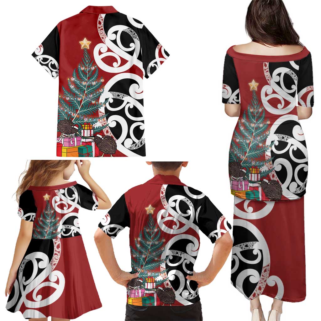 New Zealand Silver Fern Christmas Tree Family Matching Puletasi and Hawaiian Shirt Meri Kirihimete - Aussie Hoodie