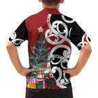 New Zealand Silver Fern Christmas Tree Family Matching Short Sleeve Bodycon Dress and Hawaiian Shirt Meri Kirihimete - Aussie Hoodie