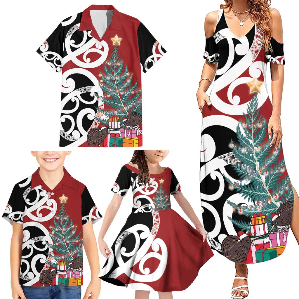 New Zealand Silver Fern Christmas Tree Family Matching Summer Maxi Dress and Hawaiian Shirt Meri Kirihimete - Aussie Hoodie