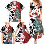 New Zealand Silver Fern Christmas Tree Family Matching Summer Maxi Dress and Hawaiian Shirt Meri Kirihimete - Aussie Hoodie