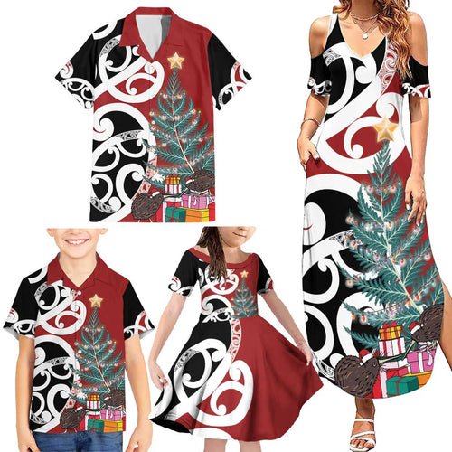 New Zealand Silver Fern Christmas Tree Family Matching Summer Maxi Dress and Hawaiian Shirt Meri Kirihimete - Aussie Hoodie