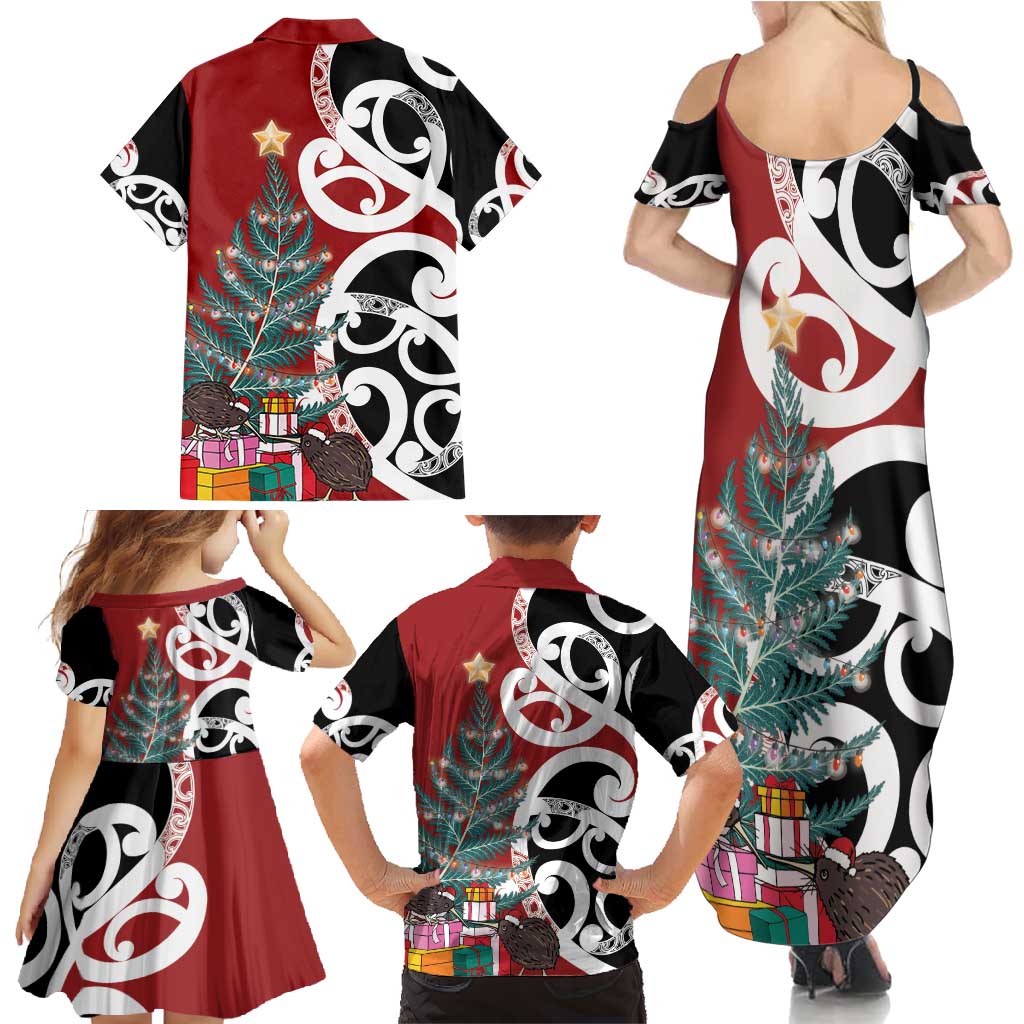 New Zealand Silver Fern Christmas Tree Family Matching Summer Maxi Dress and Hawaiian Shirt Meri Kirihimete - Aussie Hoodie