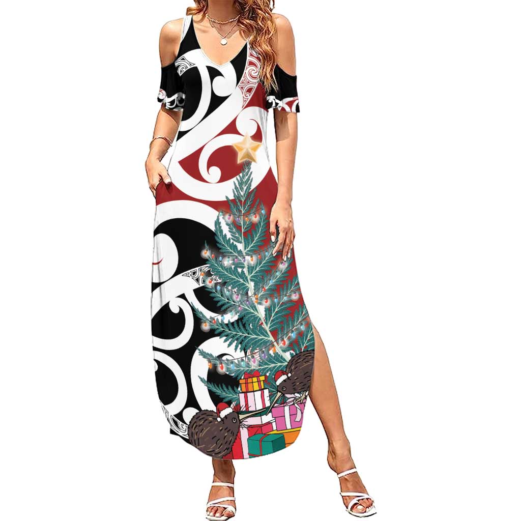 New Zealand Silver Fern Christmas Tree Family Matching Summer Maxi Dress and Hawaiian Shirt Meri Kirihimete - Aussie Hoodie