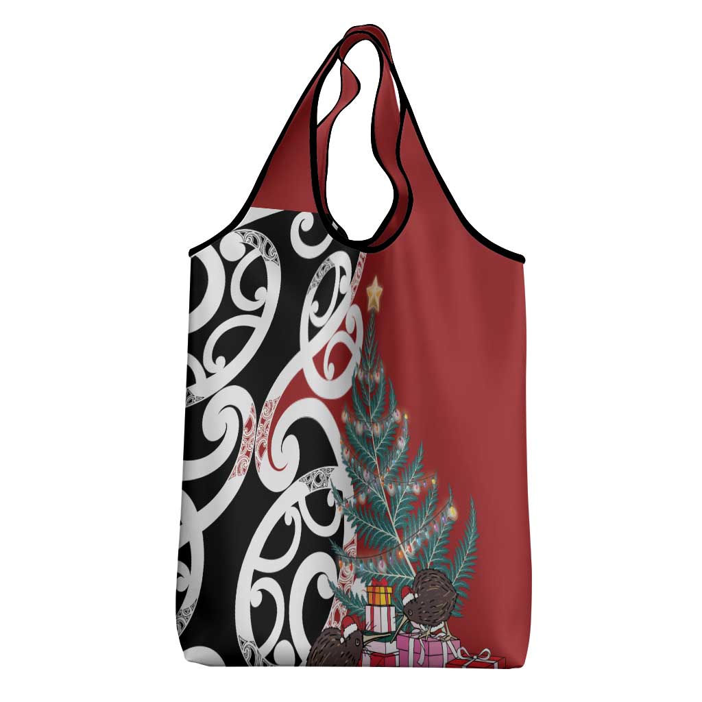 New Zealand Silver Fern Christmas Tree Grocery Bag Meri Kirihimete - Aussie Hoodie