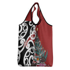 New Zealand Silver Fern Christmas Tree Grocery Bag Meri Kirihimete - Aussie Hoodie