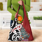 New Zealand Silver Fern Christmas Tree Grocery Bag Meri Kirihimete - Aussie Hoodie