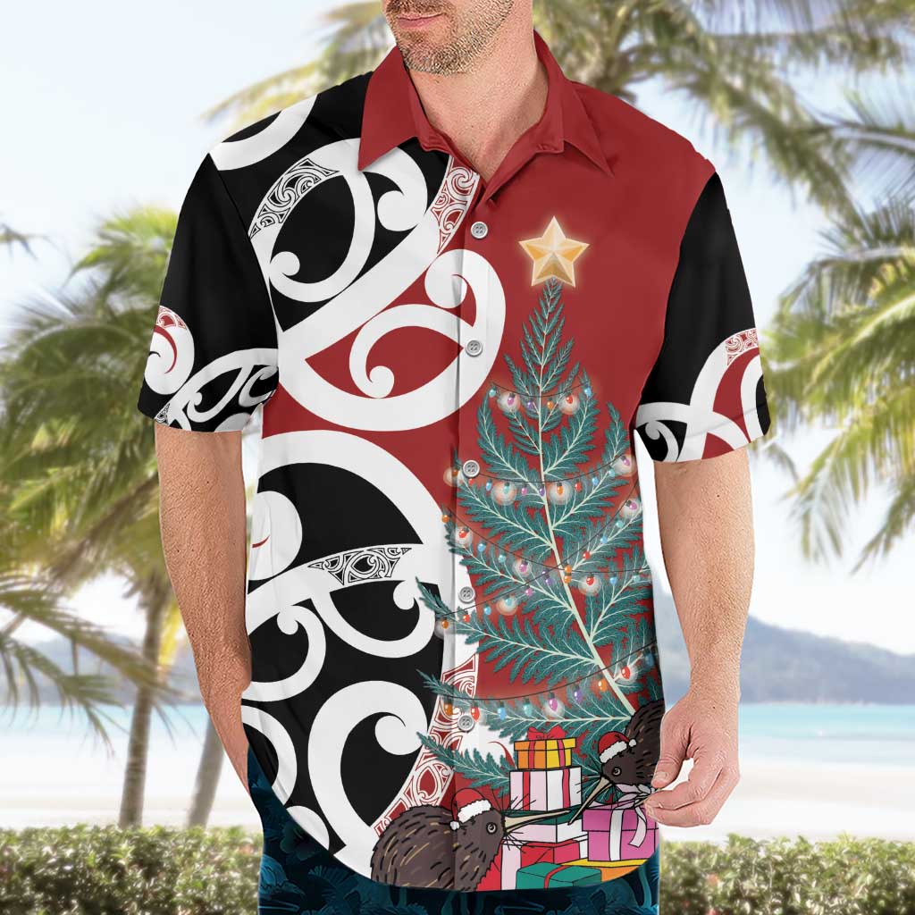 New Zealand Silver Fern Christmas Tree Hawaiian Shirt Meri Kirihimete - Aussie Hoodie