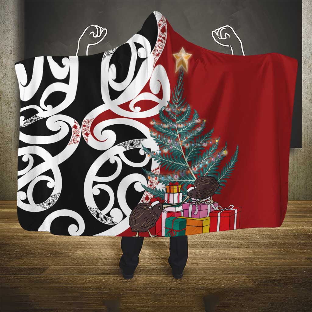 New Zealand Silver Fern Christmas Tree Hooded Blanket Meri Kirihimete - Aussie Hoodie