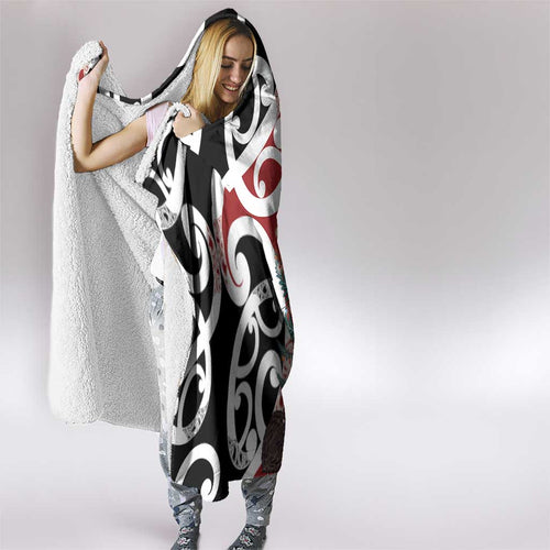 New Zealand Silver Fern Christmas Tree Hooded Blanket Meri Kirihimete - Aussie Hoodie