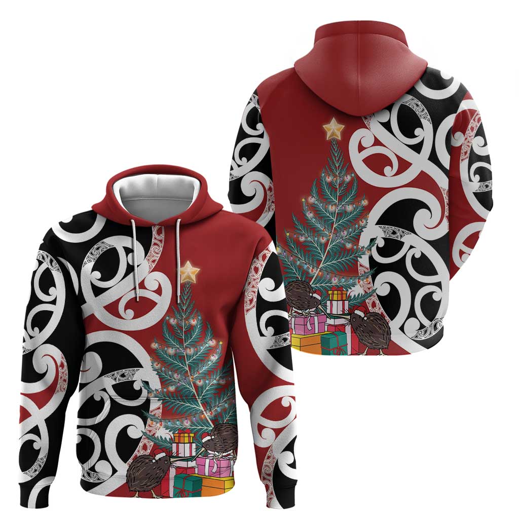 New Zealand Silver Fern Christmas Tree Hoodie Meri Kirihimete - Aussie Hoodie
