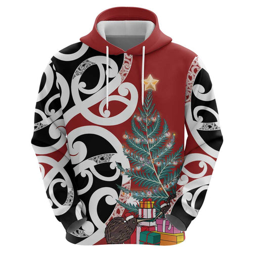New Zealand Silver Fern Christmas Tree Hoodie Meri Kirihimete - Aussie Hoodie