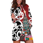 New Zealand Silver Fern Christmas Tree Hoodie Dress Meri Kirihimete - Aussie Hoodie