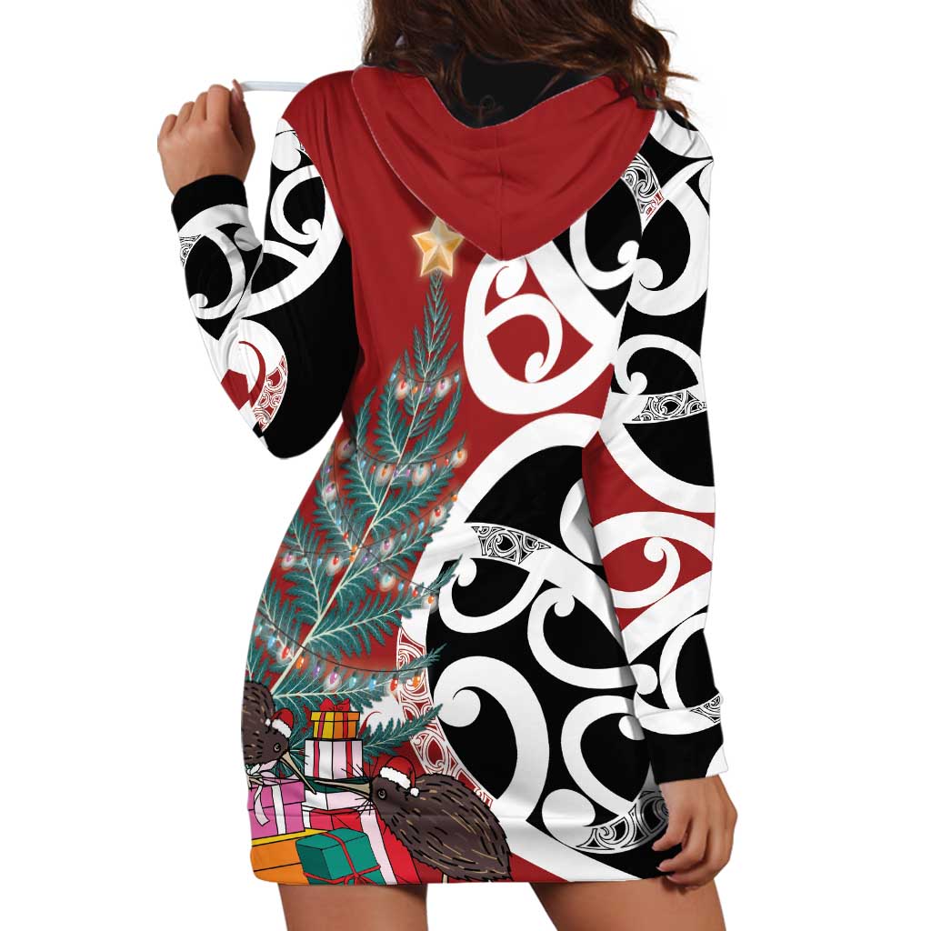 New Zealand Silver Fern Christmas Tree Hoodie Dress Meri Kirihimete - Aussie Hoodie