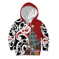 New Zealand Silver Fern Christmas Tree Kid Hoodie Meri Kirihimete - Aussie Hoodie