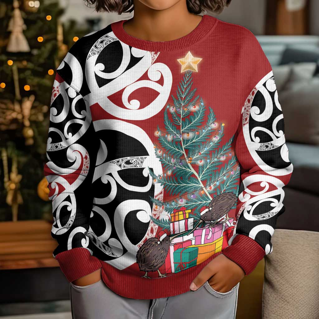 New Zealand Silver Fern Christmas Tree Kid Ugly Christmas Sweater Meri Kirihimete - Aussie Hoodie