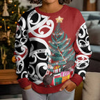 New Zealand Silver Fern Christmas Tree Kid Ugly Christmas Sweater Meri Kirihimete - Aussie Hoodie