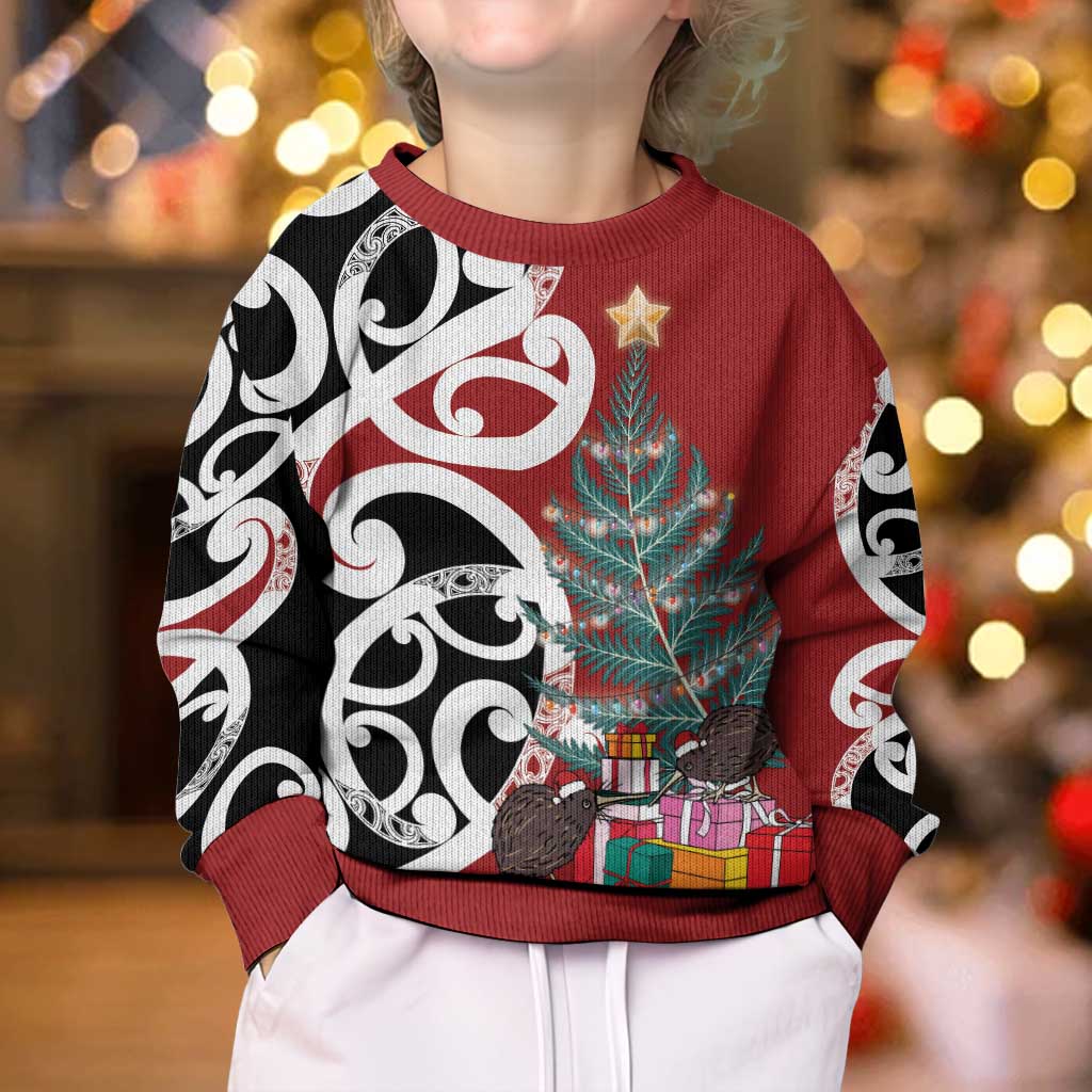New Zealand Silver Fern Christmas Tree Kid Ugly Christmas Sweater Meri Kirihimete - Aussie Hoodie