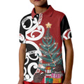 New Zealand Silver Fern Christmas Tree Kid Polo Shirt Meri Kirihimete - Aussie Hoodie