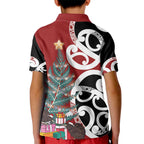 New Zealand Silver Fern Christmas Tree Kid Polo Shirt Meri Kirihimete - Aussie Hoodie