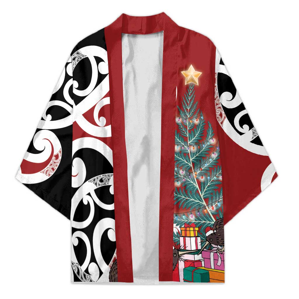 New Zealand Silver Fern Christmas Tree Kimono Meri Kirihimete - Aussie Hoodie